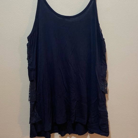 Charlotte Russe Ruffled Blue Dressy Tank Top - Picture 3 of 5